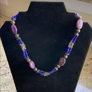 Purple and silver color necklace